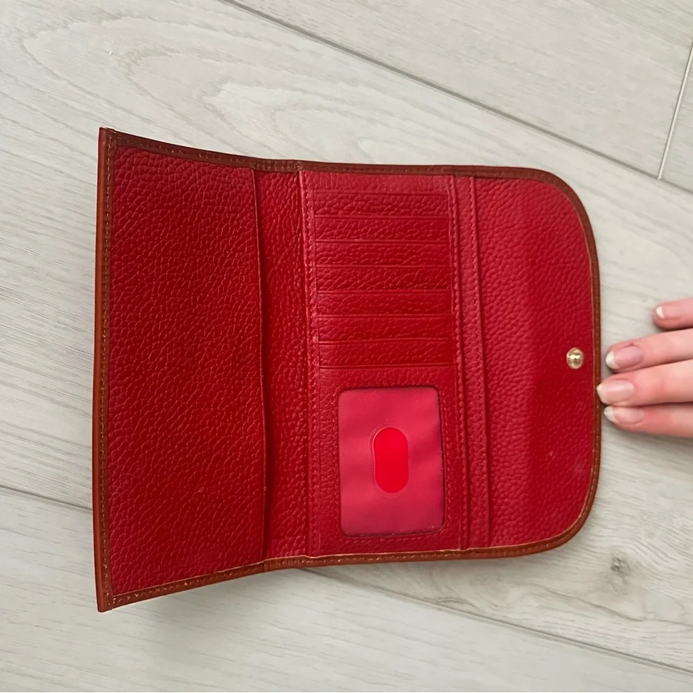 Dooney & Bourke Red Pebble Leather Drawstring Shoulder Bag and Wallet